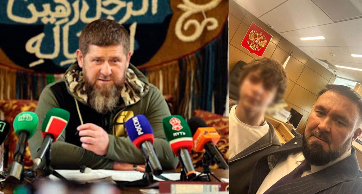 Рамзан Кадыров (слева), Роман Мурдиев, Мансур Солтаев. Фото https://chechnya.gov.ru/novosti/nachalas-pryamaya-liniya-glavy-chr-r-kadyrova-3/ и https://chechombudsman.ru Рамзан Кадыров (слева), Роман Мурдиев, Мансур Солтаев. Фото https://chechnya.gov.ru/novosti/nachalas-pryamaya-liniya-glavy-chr-r-kadyrova-3/ и https://chechombudsman.ru